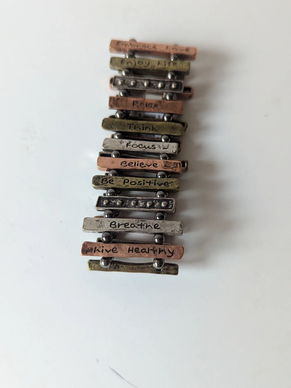 Inspirational Multi-Tone Bar Stretch Bracelet - Women